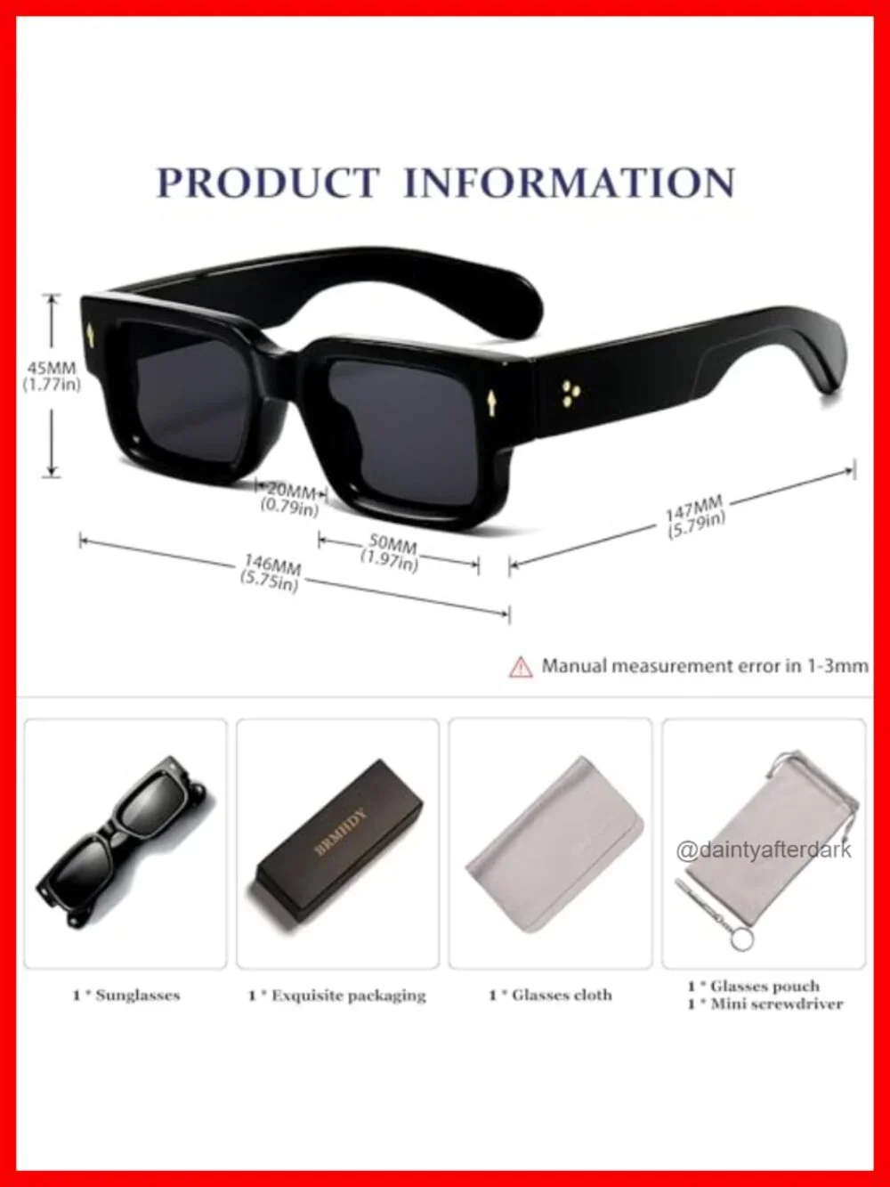 Thick Rectangle Sunglasses Chunky Square Shades Retro 90s UV400